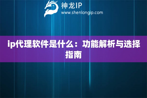 ip代理軟件是什么：功能解析與選擇指南