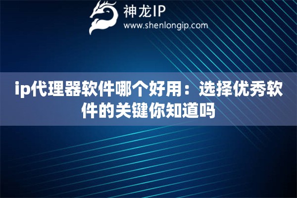ip代理器軟件哪個(gè)好用：選擇優(yōu)秀軟件的關(guān)鍵你知道嗎