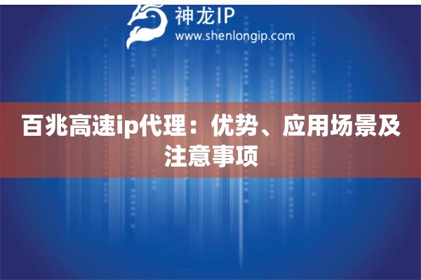 百兆高速ip代理：優(yōu)勢、應(yīng)用場景及注意事項(xiàng)