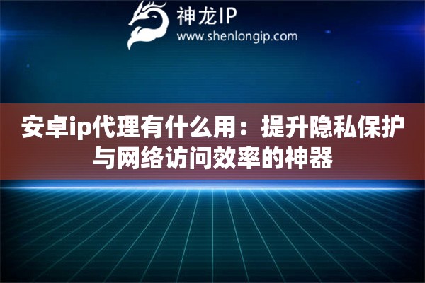 安卓ip代理有什么用：提升隱私保護與網(wǎng)絡訪問效率的神器
