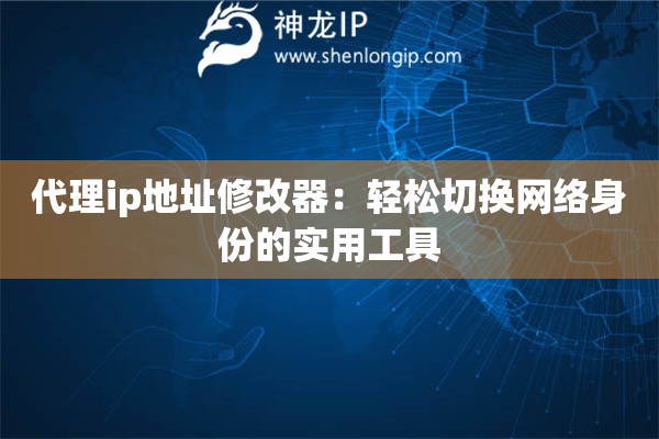 代理ip地址修改器：輕松切換網(wǎng)絡(luò)身份的實用工具