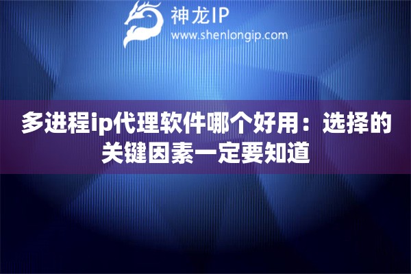 多進(jìn)程ip代理軟件哪個(gè)好用：選擇的關(guān)鍵因素一定要知道