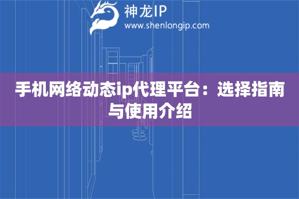 手機網(wǎng)絡(luò)動態(tài)ip代理平臺：選擇指南與使用介紹