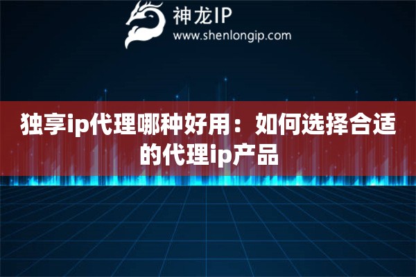 獨享ip代理哪種好用：如何選擇合適的代理ip產(chǎn)品