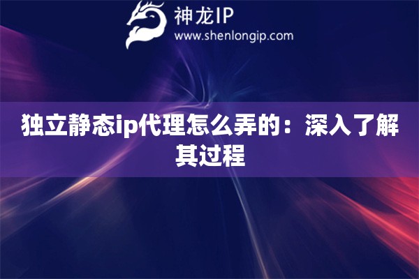 獨立靜態(tài)ip代理怎么弄的：深入了解其過程