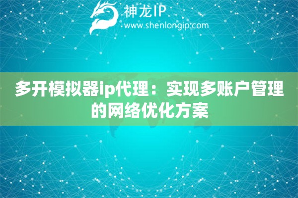 多開(kāi)模擬器ip代理：實(shí)現(xiàn)多賬戶管理的網(wǎng)絡(luò)優(yōu)化方案