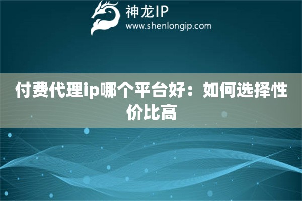 付費代理ip哪個平臺好：如何選擇性價比高