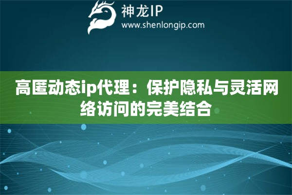 高匿動(dòng)態(tài)ip代理：保護(hù)隱私與靈活網(wǎng)絡(luò)訪問的完美結(jié)合