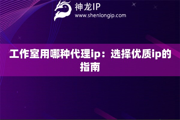 工作室用哪種代理ip：選擇優(yōu)質ip的指南
