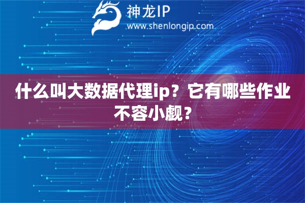 什么叫大數(shù)據(jù)代理ip？它有哪些作業(yè)不容小覷？