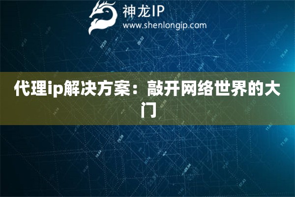代理ip解決方案：敲開網(wǎng)絡世界的大門