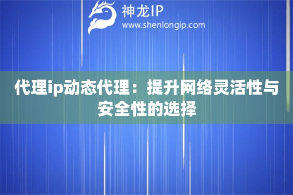 代理ip動態(tài)代理：提升網(wǎng)絡(luò)靈活性與安全性的選擇