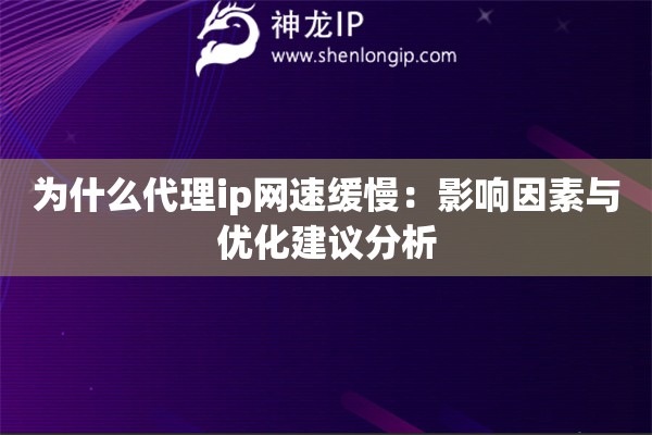 為什么代理ip網(wǎng)速緩慢：影響因素與優(yōu)化建議分析