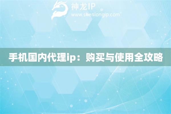 手機(jī)國內(nèi)代理ip：購買與使用全攻略
