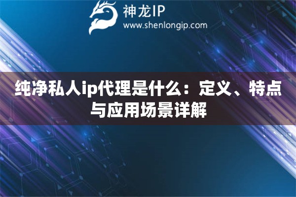 純凈私人ip代理是什么：定義、特點(diǎn)與應(yīng)用場(chǎng)景詳解