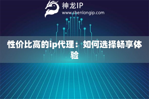 性價(jià)比高的ip代理：如何選擇暢享體驗(yàn)