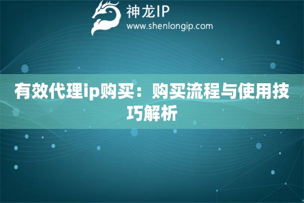 有效代理ip購買：購買流程與使用技巧解析
