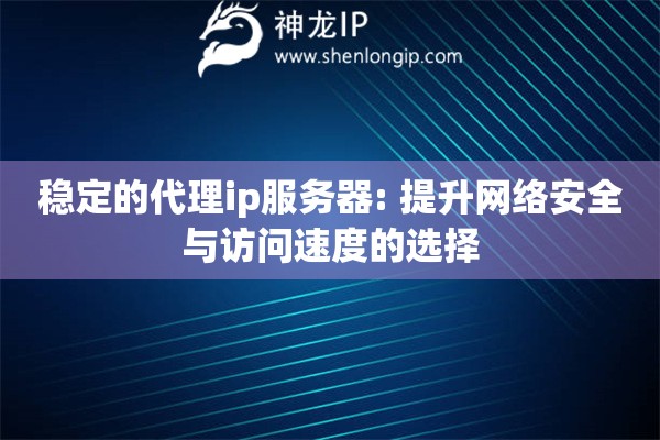 穩(wěn)定的代理ip服務器: 提升網絡安全與訪問速度的選擇