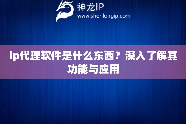 ip代理軟件是什么東西？深入了解其功能與應(yīng)用