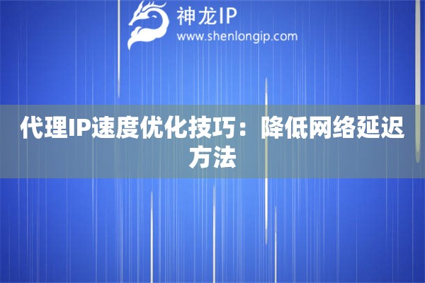代理IP速度優(yōu)化技巧：降低網(wǎng)絡(luò)延遲方法