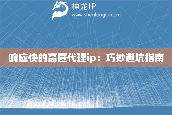 響應(yīng)快的高匿代理ip：巧妙避坑指南