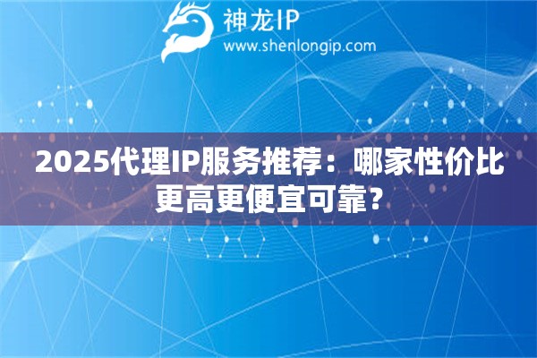 2025代理IP服務(wù)推薦：哪家性價比更高更便宜可靠？