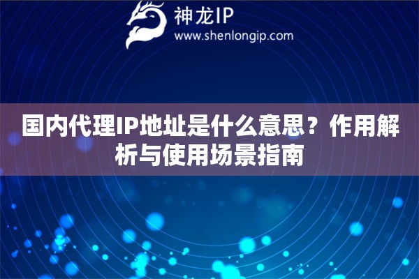 國(guó)內(nèi)代理IP地址是什么意思？作用解析與使用場(chǎng)景指南