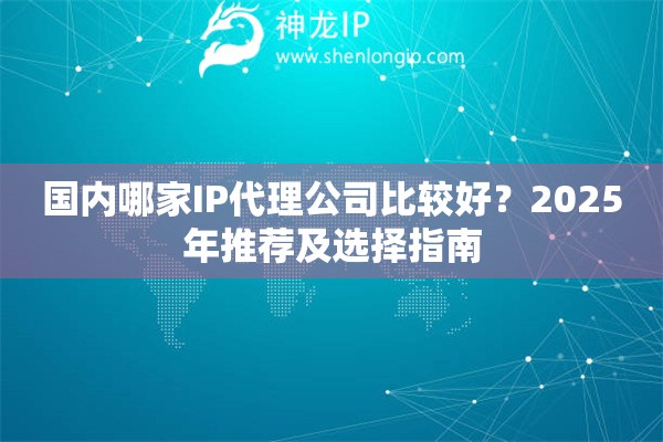 國內(nèi)哪家IP代理公司比較好？2025年推薦及選擇指南