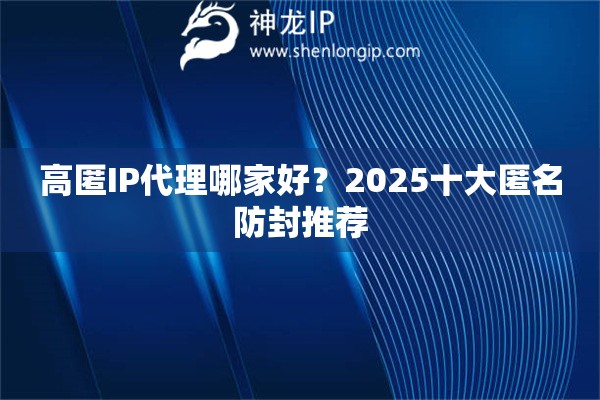 高匿IP代理哪家好？2025十大匿名防封推薦