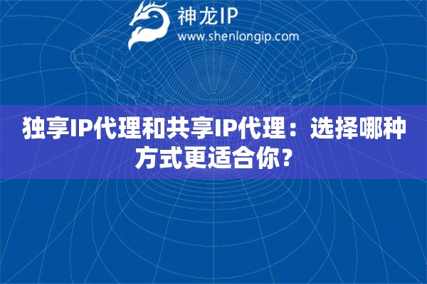 獨享IP代理和共享IP代理：選擇哪種方式更適合你？