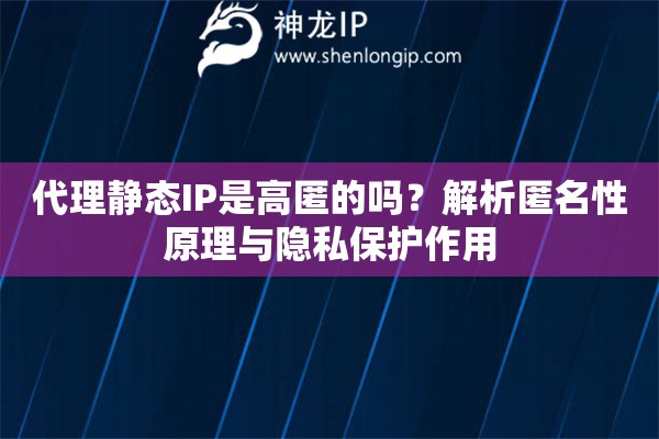 代理靜態(tài)IP是高匿的嗎？解析匿名性原理與隱私保護(hù)作用