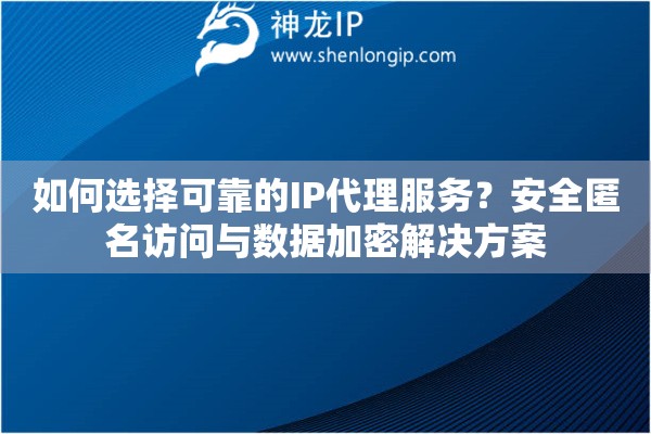 如何選擇可靠的IP代理服務(wù)？安全匿名訪問與數(shù)據(jù)加密解決方案