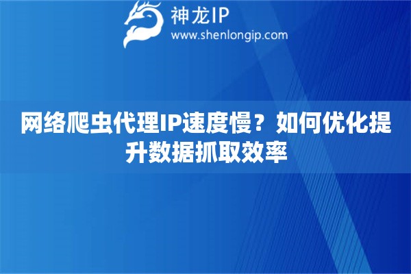 網(wǎng)絡爬蟲代理IP速度慢？如何優(yōu)化提升數(shù)據(jù)抓取效率