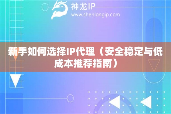 新手如何選擇IP代理（安全穩(wěn)定與低成本推薦指南）