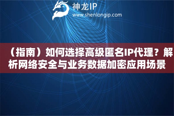 （指南）如何選擇高級匿名IP代理？解析網(wǎng)絡安全與業(yè)務數(shù)據(jù)加密應用場景