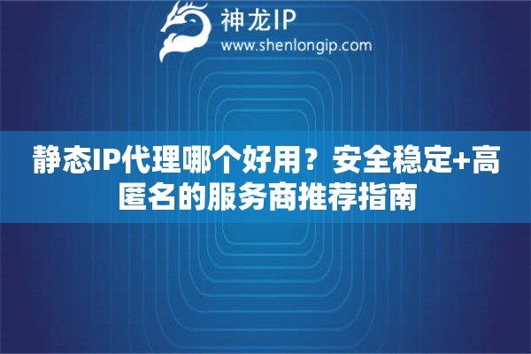 靜態(tài)IP代理哪個(gè)好用？安全穩(wěn)定+高匿名的服務(wù)商推薦指南