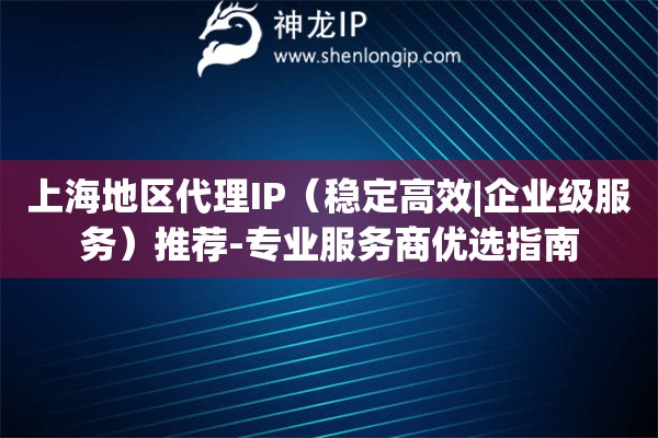 上海地區(qū)代理IP（穩(wěn)定高效|企業(yè)級服務）推薦-專業(yè)服務商優(yōu)選指南