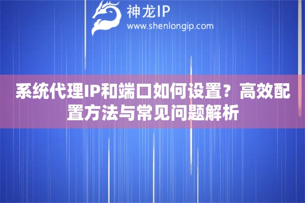 系統(tǒng)代理IP和端口如何設(shè)置？高效配置方法與常見問題解析