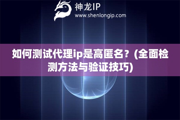 如何測(cè)試代理ip是高匿名？(全面檢測(cè)方法與驗(yàn)證技巧)