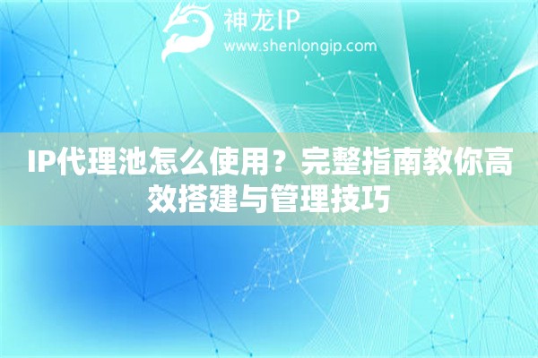 IP代理池怎么使用？完整指南教你高效搭建與管理技巧