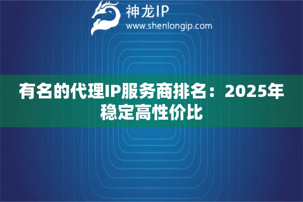 有名的代理IP服務(wù)商排名：2025年穩(wěn)定高性價比