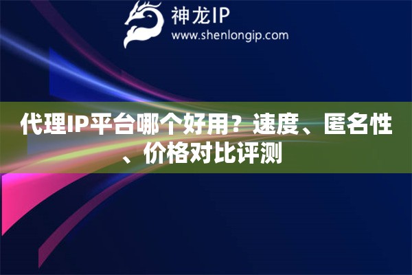 代理IP平臺哪個好用？速度、匿名性、價格對比評測  