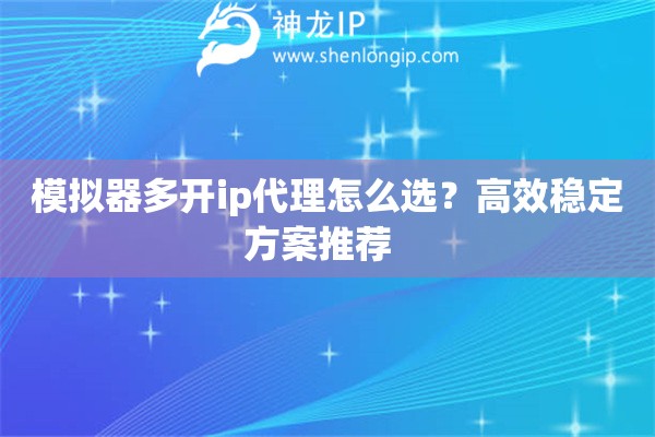 模擬器多開ip代理怎么選？高效穩(wěn)定方案推薦  