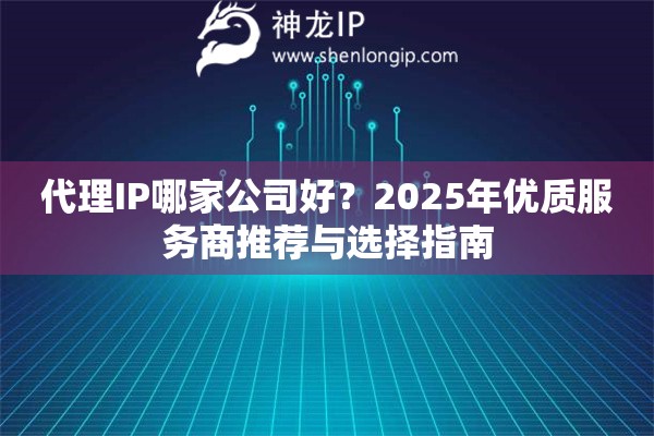 代理IP哪家公司好？2025年優(yōu)質(zhì)服務(wù)商推薦與選擇指南