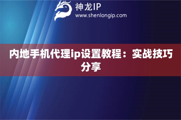 內(nèi)地手機(jī)代理ip設(shè)置教程：實(shí)戰(zhàn)技巧分享