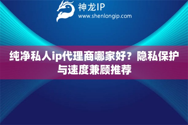 純凈私人ip代理商哪家好？隱私保護(hù)與速度兼顧推薦