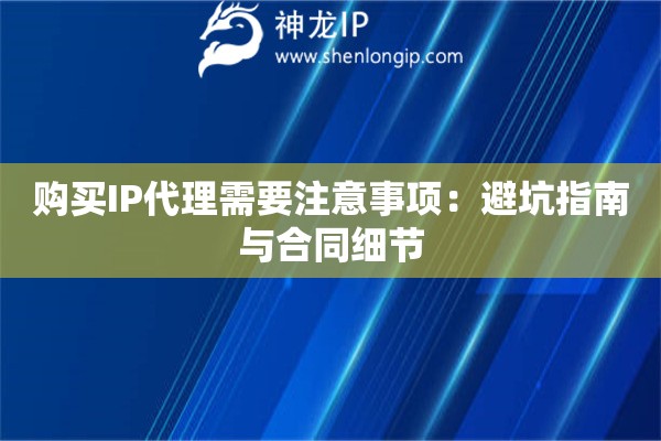 購買IP代理需要注意事項(xiàng)：避坑指南與合同細(xì)節(jié)