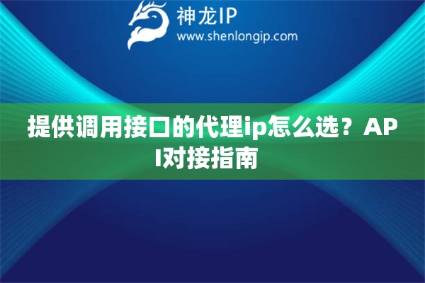 提供調(diào)用接口的代理ip怎么選？API對接指南  