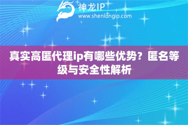 真實高匿代理ip有哪些優(yōu)勢？匿名等級與安全性解析