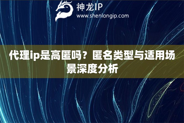 代理ip是高匿嗎？匿名類型與適用場景深度分析